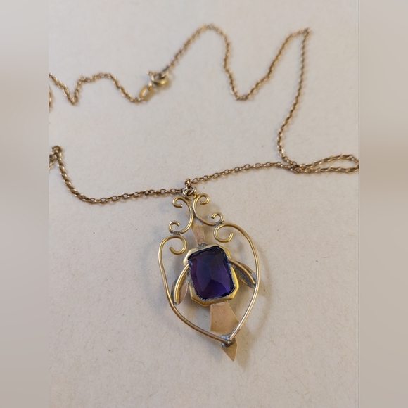 Gold Filled and Purple Pendant Necklace - Picture 10 of 16